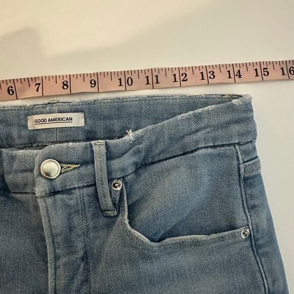 Good American Women's Good Leg Light Wash Skinny Jeans Raw Hem Size 6 28 - Picture 11 of 13